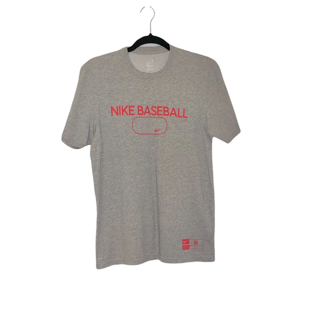 New Nike: Small Gray Baseball Short Sleeve Round Neck Workout Shirt